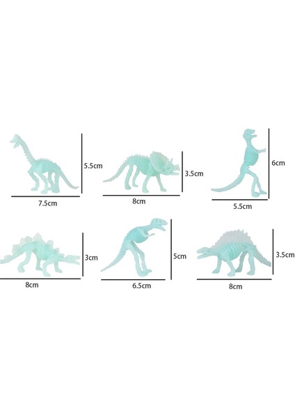 Gerçekçi Aydınlık Dinozor Iskeleti Dinos Modeli Playset Koleksiyon Oyuncaklar Için 6 Adet B (Yurt Dışından)