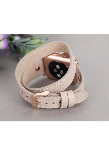 Apple Watch Uyumlu Deri Kordon 42-44-45MM Slim Dtrt Erc3