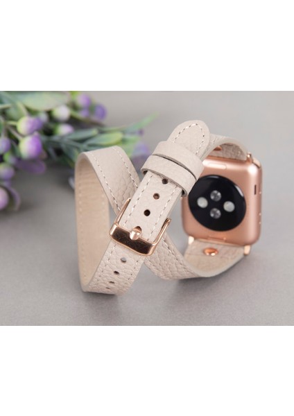 Apple Watch Uyumlu Deri Kordon 42-44-45MM Slim Dtrt Erc3