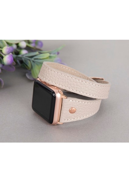 Apple Watch Uyumlu Deri Kordon 42-44-45MM Slim Dtrt Erc3