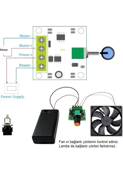 Devre Dünyası Fan Hızı ve Lamba Parlaklığı Ayarlama Elektrik Devresi - Öğrenci Deney Seti