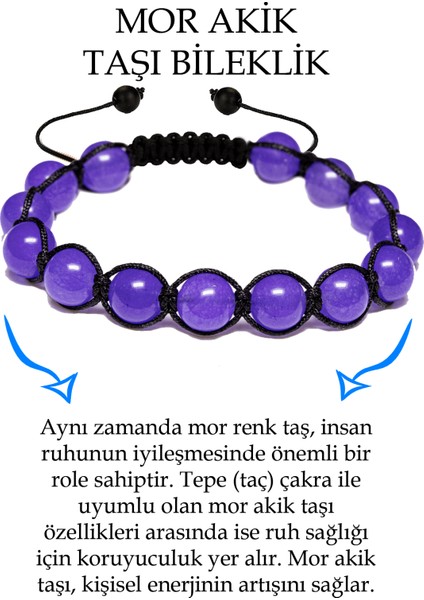 Sertifikalı Mor Akik Taşı Bileklik - Makrome fiyatları