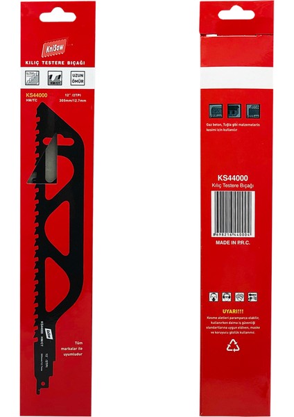 KS44000 Tuğla Ytong Gazbeton Bims Kesim Tilki Kuyruğu 305 mm