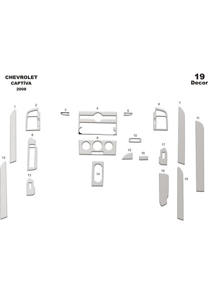 Meriç® Chevrolet Captiva Ön Torpido Kaplama Maun 19 Parça 2007-2012