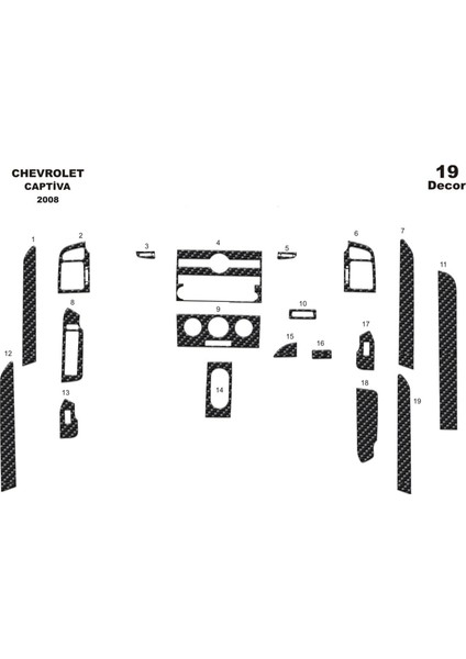 Meriç® Chevrolet Captiva Ön Torpido Kaplama Maun 19 Parça 2007-2012