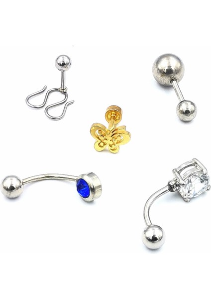 Renkli Taşlı Çelik 5 Adet Kaş Tragus Piercing fiyatları