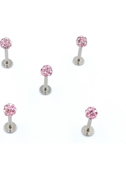 Renkli Taşlı Çelik 5 Adet Kaş Tragus Piercing