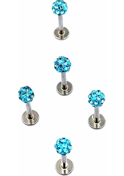 Renkli Taşlı Çelik 5 Adet Kaş Tragus Piercing