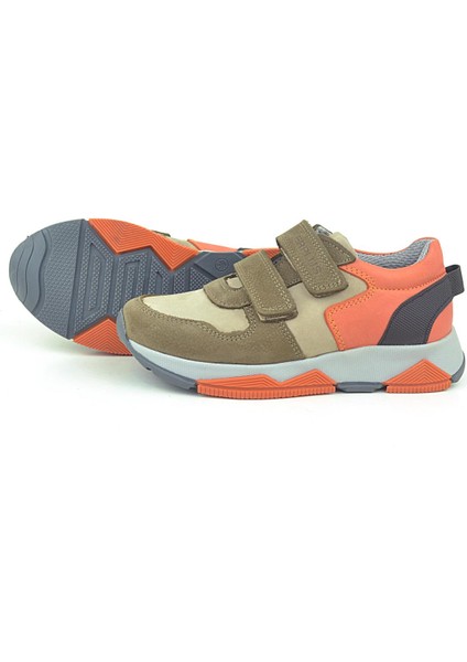 Hakiki Deri Kum Rengi Çocuk Sneakers Spor Ayakkabı