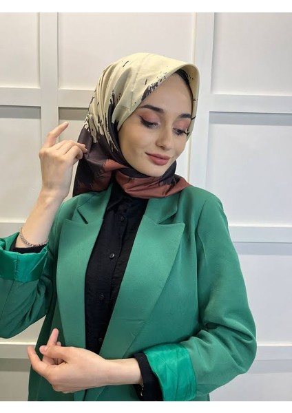 Eflatun Scarf Dijital Baskı Renkli Rayon Eşarp 00749