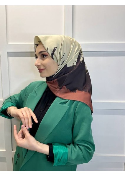 Eflatun Scarf Dijital Baskı Renkli Rayon Eşarp 00749
