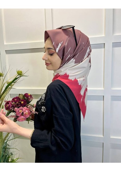 Eflatun Scarf Dijital Baskı Renkli Rayon Eşarp 00749