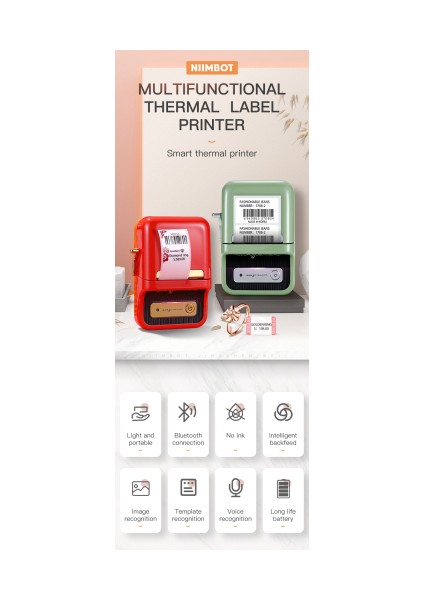 B21 Etiket Makinesi Kablosuz Taşınabilir Bluetooth - USB Şarjlı Kırmızı (Türkiye Garantili) fırsatları