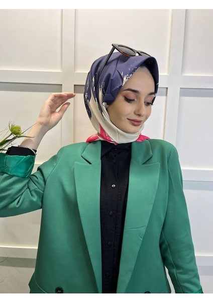 Eflatun Scarf Dijital Baskı Renkli Rayon Eşarp 00749