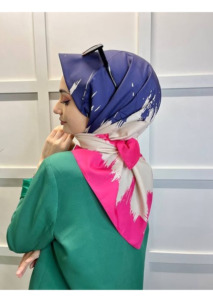 Eflatun Scarf Dijital Baskı Renkli Rayon Eşarp 00749