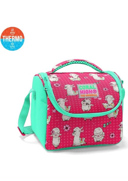 Kids Neon Mercan Su Yeşili Alpaka Desenli Thermo Beslenme Çantası 11719