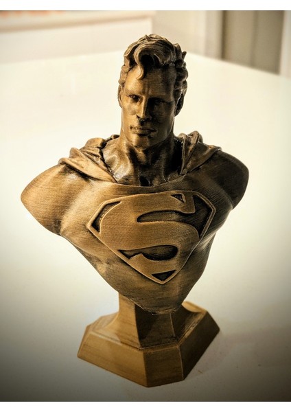 Çelik Adam Superman Büstü Varak Boyalı Figür 10 cm
