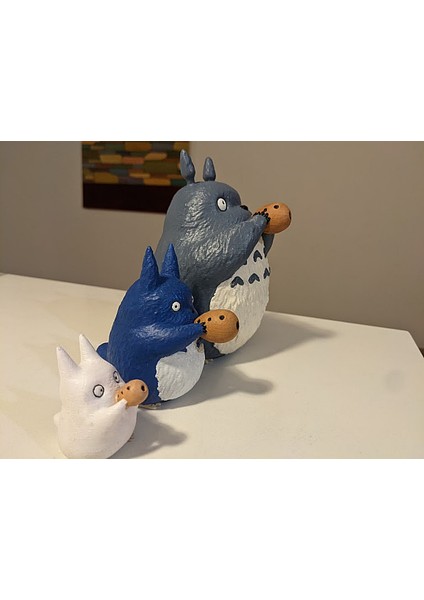 Totoro Ailesi Boyalı Figürü ( 3'lü Set ) modelleri