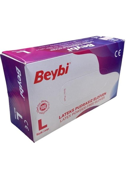 Lateks L Pudrasız Muayene Eldiven 100'LÜK Kutu