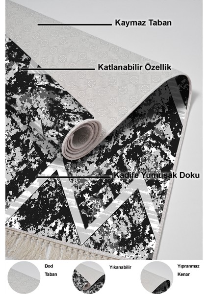 Kaymaz Taban Djt 3'lü Banyo Paspas Takımı Trend Karışık Iskandinav F5128 Siyah indirimleri
