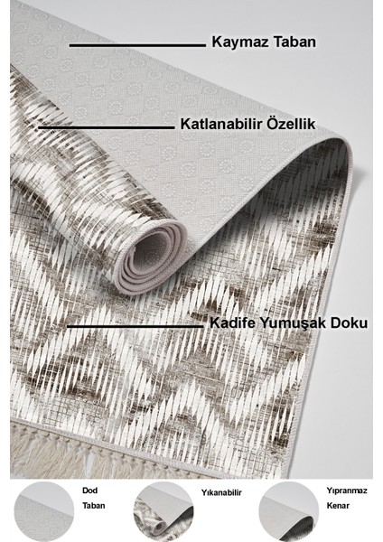 Kaymaz Taban Djt 2'li Banyo Paspas Takımı Trend Saçaklı Iskandinav F5124 Kahve