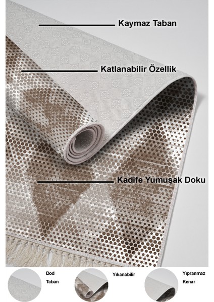 Kaymaz Taban Djt 3'lü Banyo Paspas Takımı Trend Karışık Iskandinav F5131 Kahve