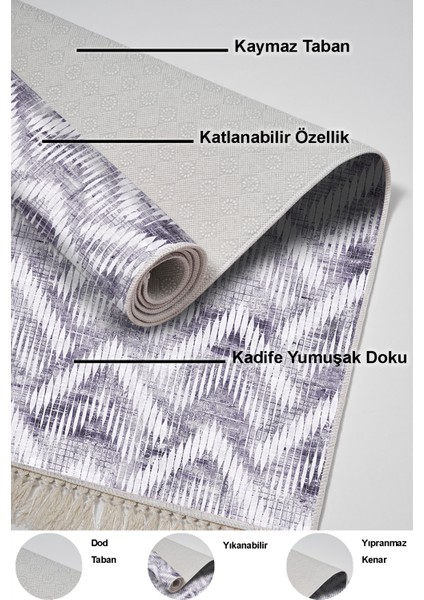 Kaymaz Taban Djt 2'li Banyo Paspas Takımı Trend Saçaklı Iskandinav F5124 Gri