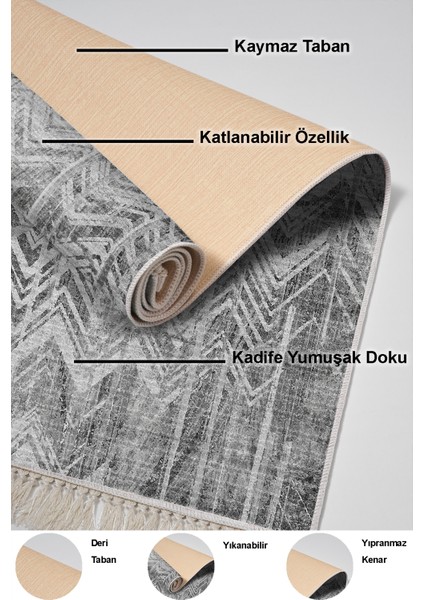 Kaymaz Taban Djt 2'li Banyo Paspas Takımı Yıldız Deri Saçaklı Iskandinav F5083 Antrasit indirimleri