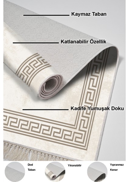 Kaymaz Taban Djt 3'lü Banyo Paspas Takımı Trend Karışık Modern 626M Krem indirimleri