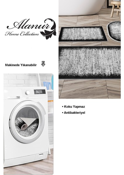 Kaymaz Taban Djt 3'lü Banyo Paspas Takımı Trend Karışık Modern 1342 Siyah modelleri
