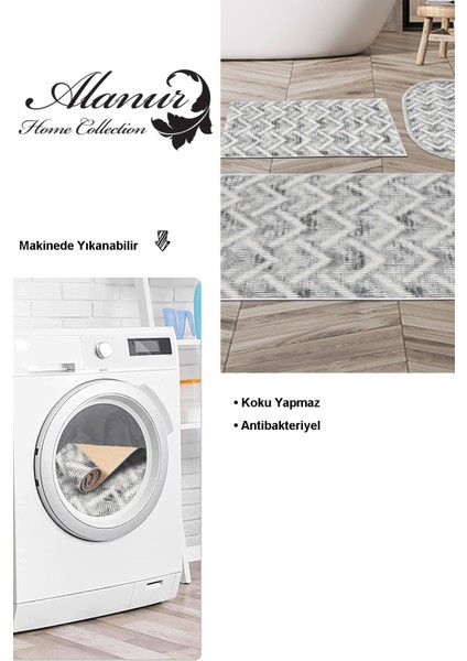 Kaymaz Taban Djt 3'lü Banyo Paspas Takımı Yıldız Deri Karışık Iskandinav F5124 Antrasit modelleri