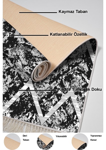Kaymaz Taban Djt 3'lü Banyo Paspas Takımı Yıldız Deri Karışık Iskandinav F5128 Siyah indirimleri
