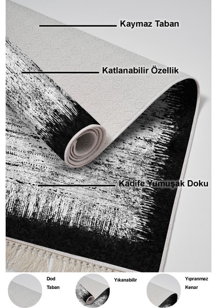 Kaymaz Taban Djt 3'lü Banyo Paspas Takımı Trend Karışık Modern 1342 Siyah indirimleri