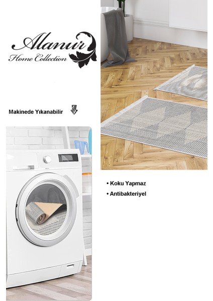 Kaymaz Taban Djt 2'li Banyo Paspas Takımı Yıldız Deri Saçaklı Iskandinav F5085 Lacivert