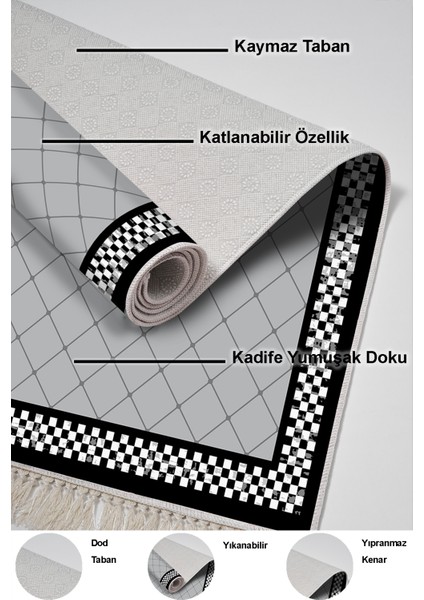 Kaymaz Taban Djt 2'li Banyo Paspas Takımı Trend Saçaklı Modern 603M Gri