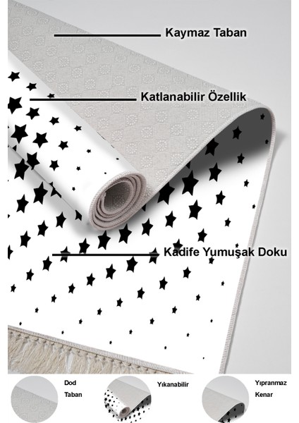 Kaymaz Taban Djt 2'li Banyo Paspas Takımı Trend Saçaklı Modern 723 Krem