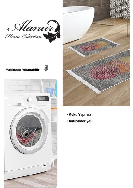 Kaymaz Taban Djt 2'li Banyo Paspas Takımı Star Pamuk Saçaklı Modern E4052 Krem Oranj Kırmızı modelleri