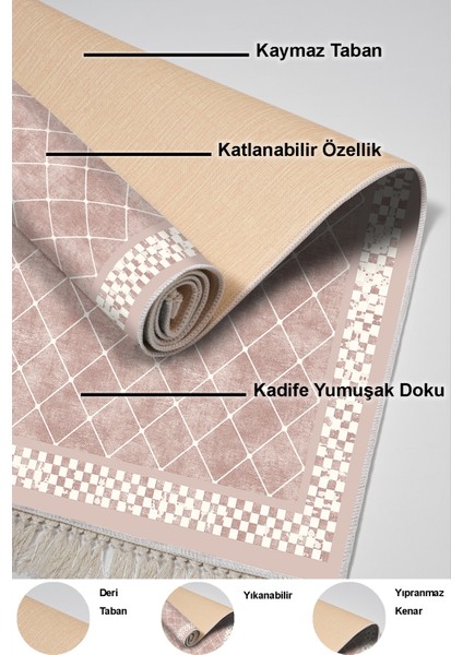 Kaymaz Taban Djt 2'li Banyo Paspas Takımı Yıldız Deri Saçaklı Modern 603M Pudra indirimleri