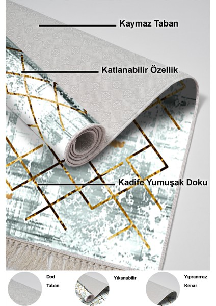Kaymaz Taban Djt 2'li Banyo Paspas Takımı Trend Saçaklı Modern M5026 Gri