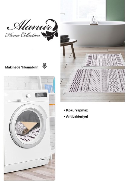 Kaymaz Taban Djt 2'li Banyo Paspas Takımı Yıldız Deri Saçaklı Iskandinav F5086 Fuşya modelleri