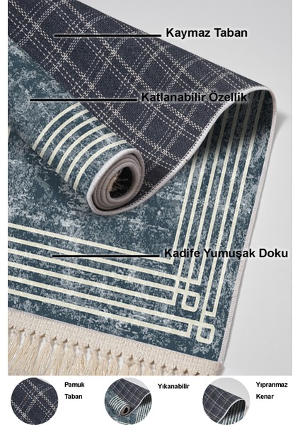 Kaymaz Taban Djt 2'li Banyo Paspas Takımı Star Pamuk Saçaklı Modern M5142 Mavi indirimleri