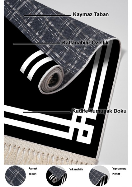 Kaymaz Taban Djt 2'li Banyo Paspas Takımı Star Pamuk Saçaklı Modern 1669 Siyah indirimleri