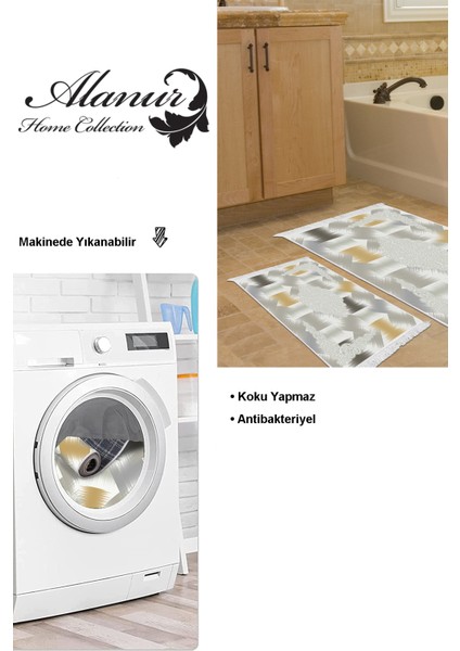 Kaymaz Taban Djt 2'li Banyo Paspas Takımı Star Pamuk Saçaklı Modern S1030 Krem modelleri