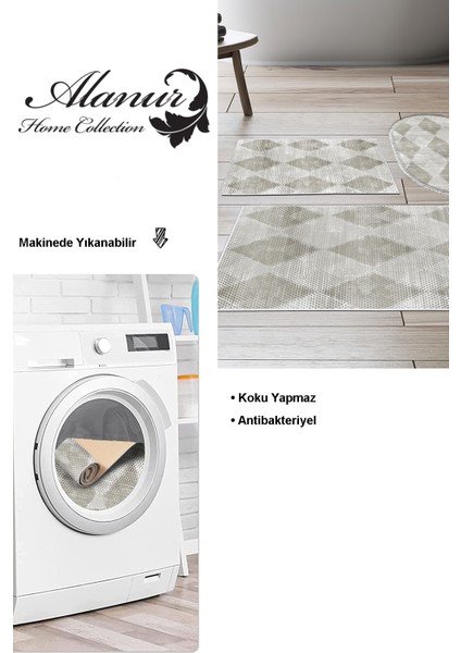 Kaymaz Taban Djt 3'lü Banyo Paspas Takımı Yıldız Deri Karışık Iskandinav F5131 Bej modelleri