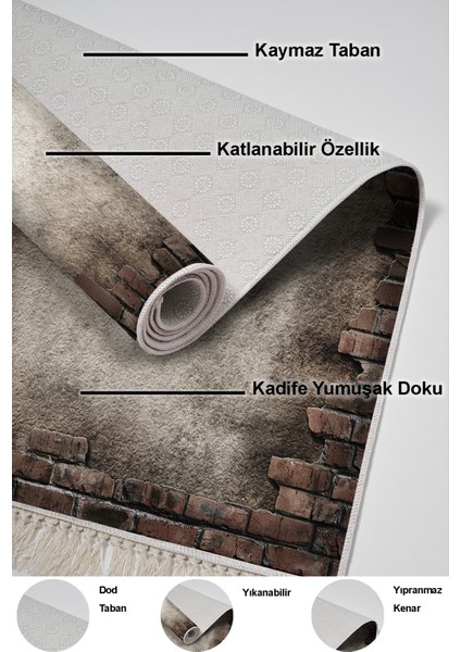 Kaymaz Taban Djt 2'li Banyo Paspas Takımı Trend Saçaklı Modern F5049 Gri