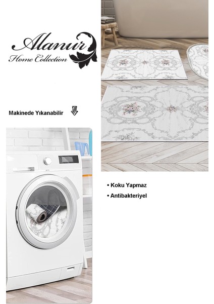Kaymaz Taban Djt 3'lü Banyo Paspas Takımı Star Pamuk Karışık Modern 1494 Gri modelleri