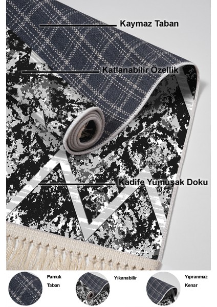Kaymaz Taban Djt 3'lü Banyo Paspas Takımı Star Pamuk Karışık Iskandinav F5128 Siyah indirimleri