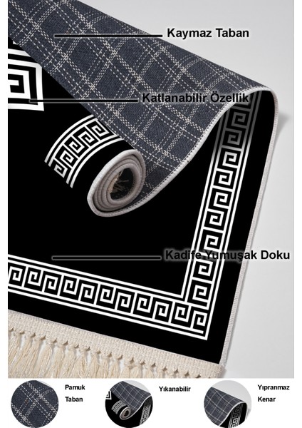 Kaymaz Taban Djt 3'lü Banyo Paspas Takımı Star Pamuk Karışık Modern 656M Siyah indirimleri