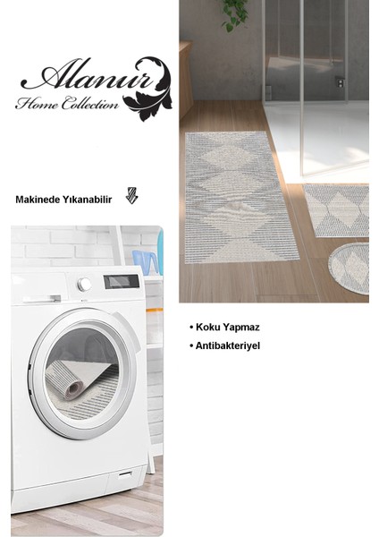 Kaymaz Taban Djt 3'lü Banyo Paspas Takımı Trend Karışık Iskandinav F5085 Lacivert modelleri