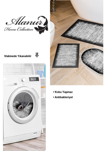 Kaymaz Taban Djt 3'lü Banyo Paspas Takımı Star Pamuk Karışık Modern 1342 Siyah modelleri
